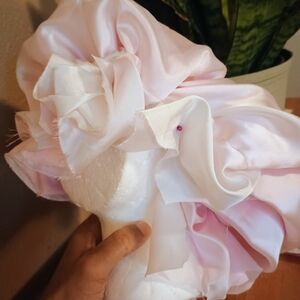 Elegant Pink and White Satin Hat
